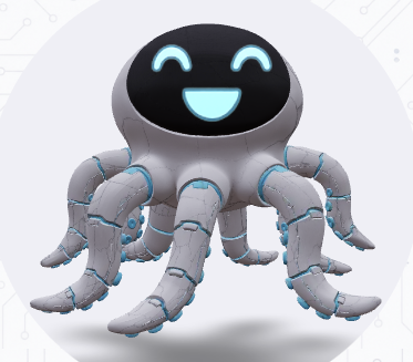 LERN-E, a friendly AI robot mascot